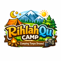 RihlahQu Camp logo with camping elements